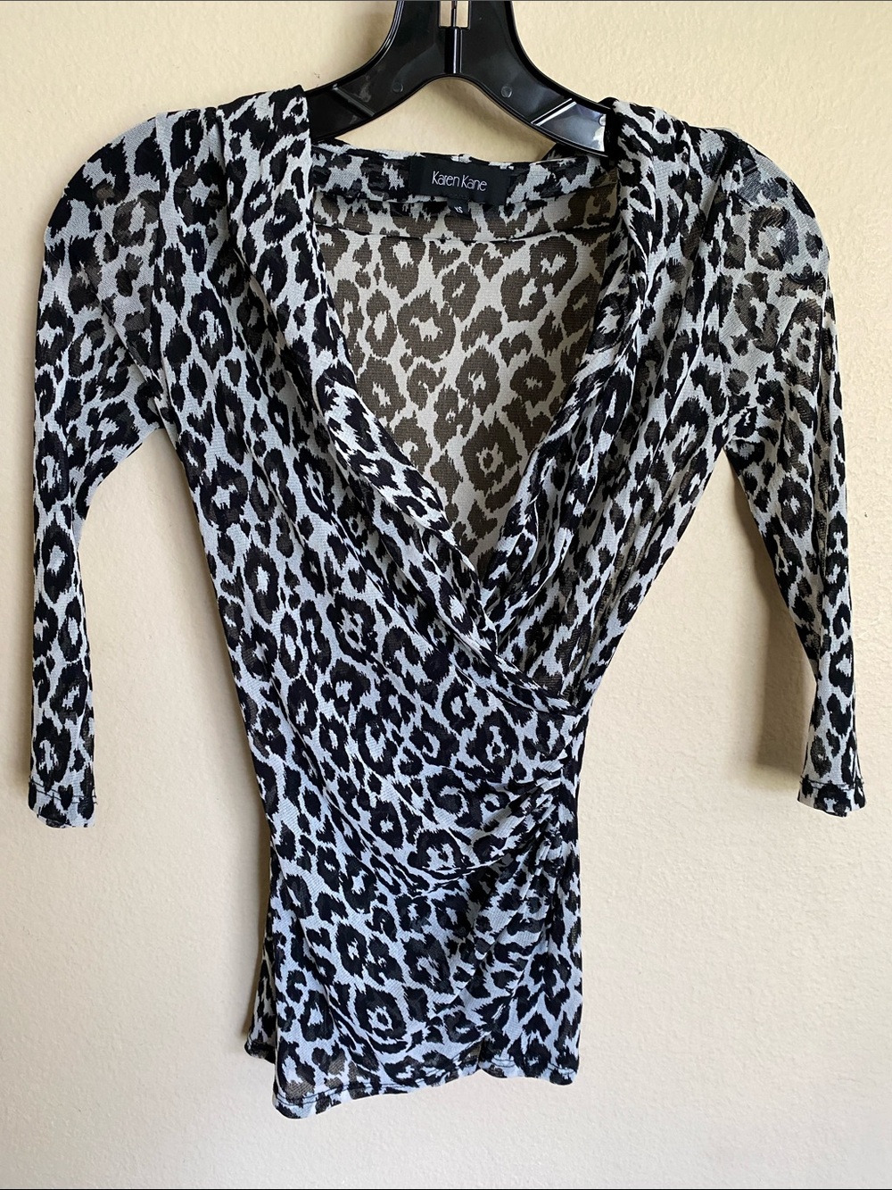 Karen Kane Black and White Leopard Print Top